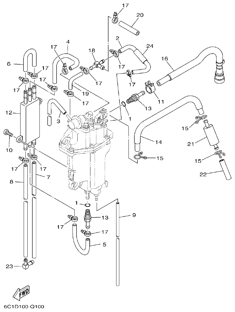 Yamaha F50HET, F60FET, F50HEHD, F60FEHT FUEL INJECTION PUMP 2 parts diagram